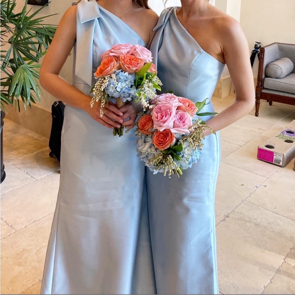 Alfred Sung STYLE D794 SATIN TWILL one shoulder bridesmaid dress mist